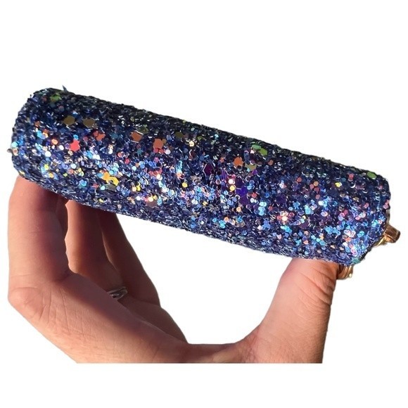 Mini Glitter Keychain Wallet Clip On Iridescent Card Holder Sparkly Small Zipper - Picture 14 of 17